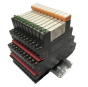 Yhdyskisko din-releille, 20-napainen, punainen