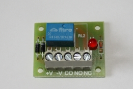 Relekortti 24 VDC, 1 rele vaihtokoskettimella ja tilatieto led.