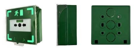 NCP-110 Ovilukon hätälaukaisupainike, ledeillä, kuitattava (ilman tekstiä)